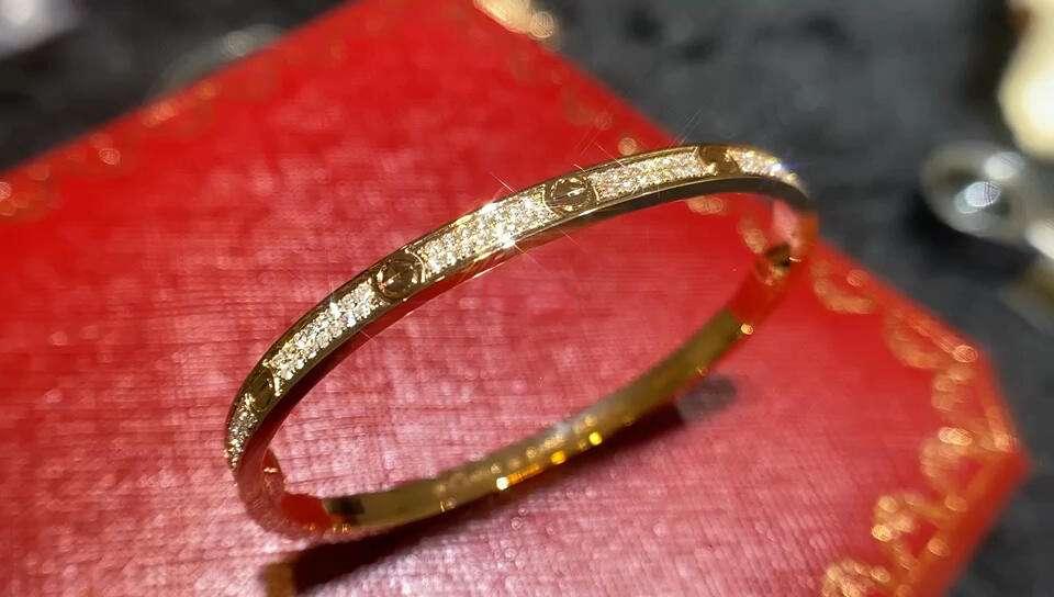 品牌18K玫瑰金/K黄/白金 窄版满天星手镯  Brand 18K Rose G